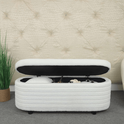 Teddy Storage Ottoman Bench for Bedroom End of Bed Stool with Safety Hinge for Living Room, Entryway - FurniFindUSA