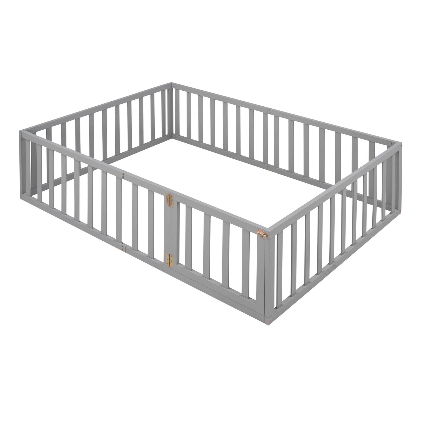 Full Size Wood Daybed Frame with Fence Gray - FurniFindUSA