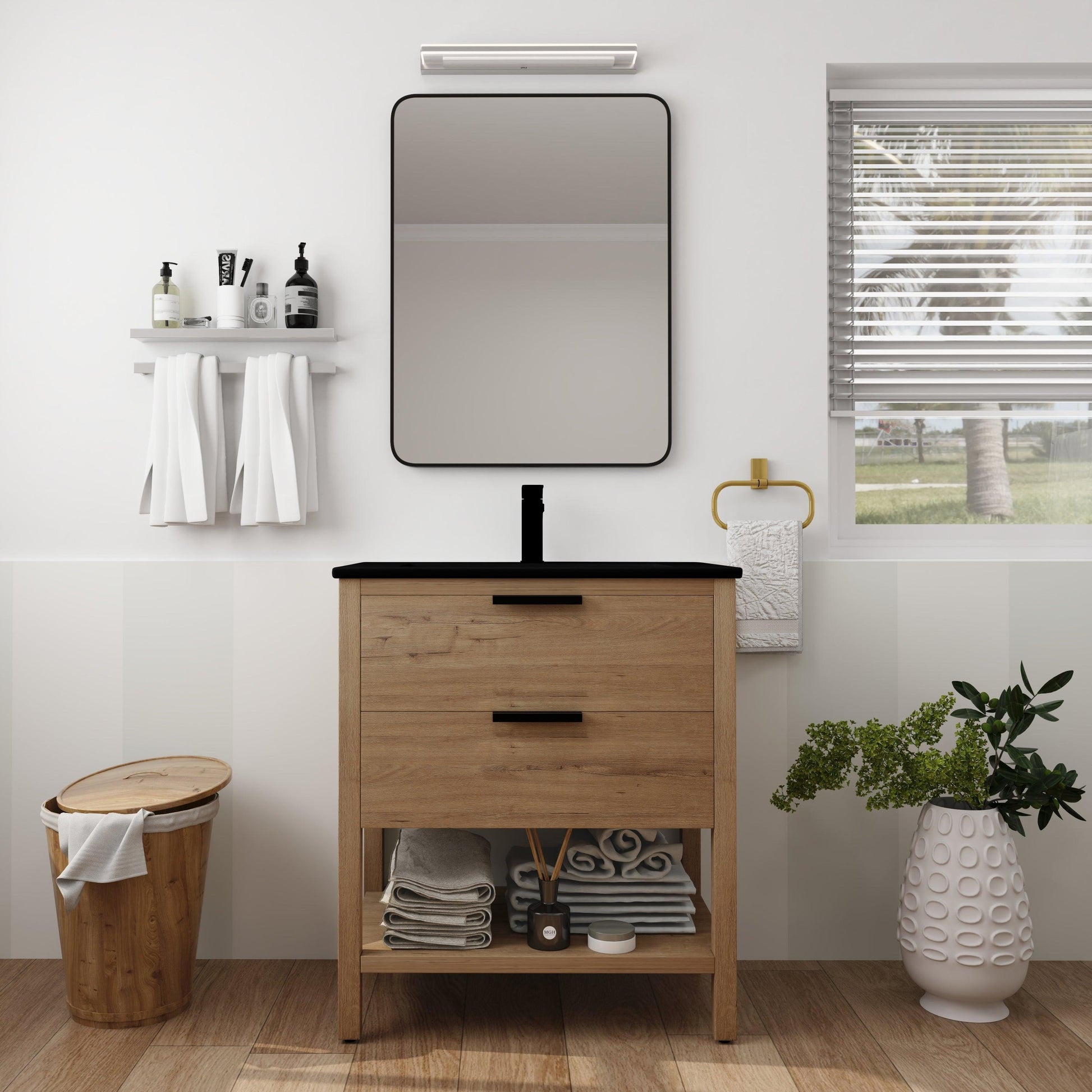 30 Inch Bathroom Vanity Plywood With 2 Drawers - FurniFindUSA