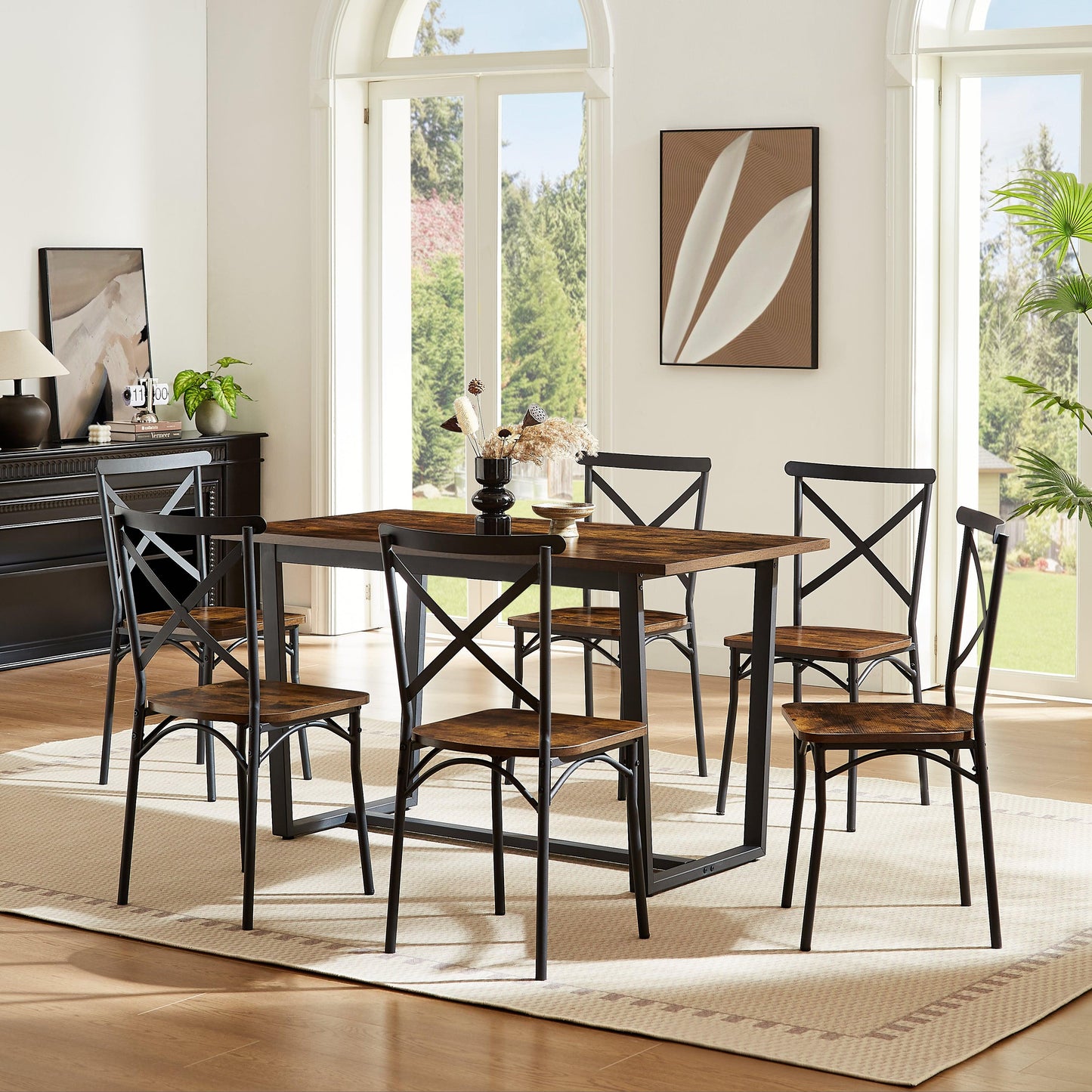 7 Pieces Dining Set 7-Piece Kitchen Table Set Perfect for Kitchen Breakfast Nook Living Room Occasions - FurniFindUSA