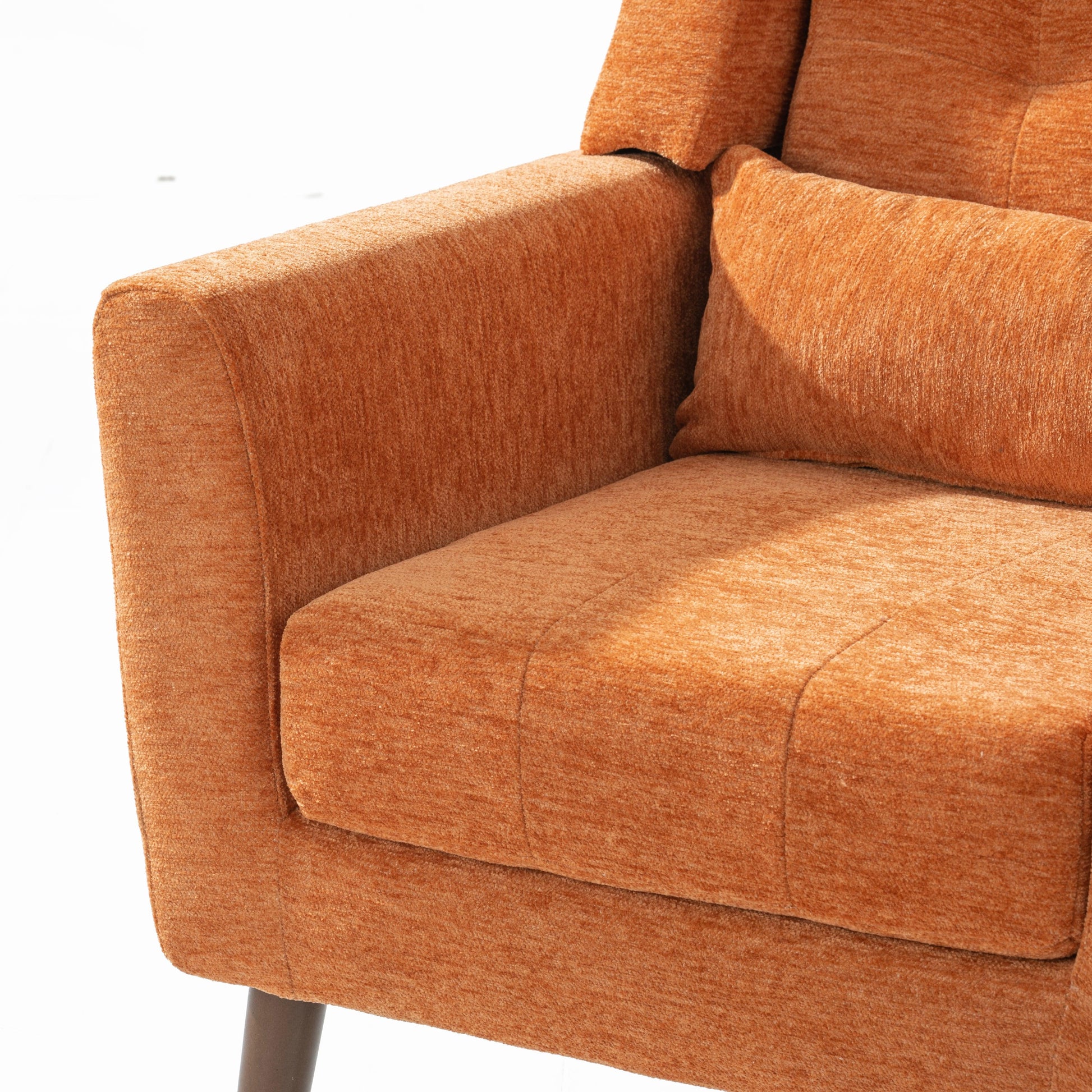 Modern Accent Chair Upholstered Foam Filled Living Room Chairs Comfy Reading Chair Mid Century Modern Chair (Orange) - FurniFindUSA