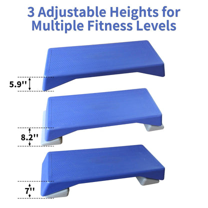 Aerobics Step Platform Height-Adjustable Fitness Equipment Stepper Trainer Exercise Step Platform Sliding Lifting Pad Blue - FurniFindUSA