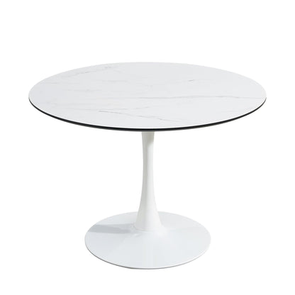 TULIP DINING TABLE 32IN ROUND WHITE Mable black 1pc per ctn - FurniFindUSA