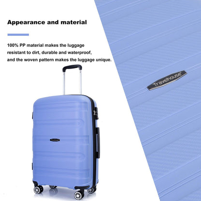 Hardshell Suitcase Spinner Wheels PP Luggage Sets Lightweight Durable Suitcase ,3-Piece Set (20/24/28) ,Purplish Blue - FurniFindUSA