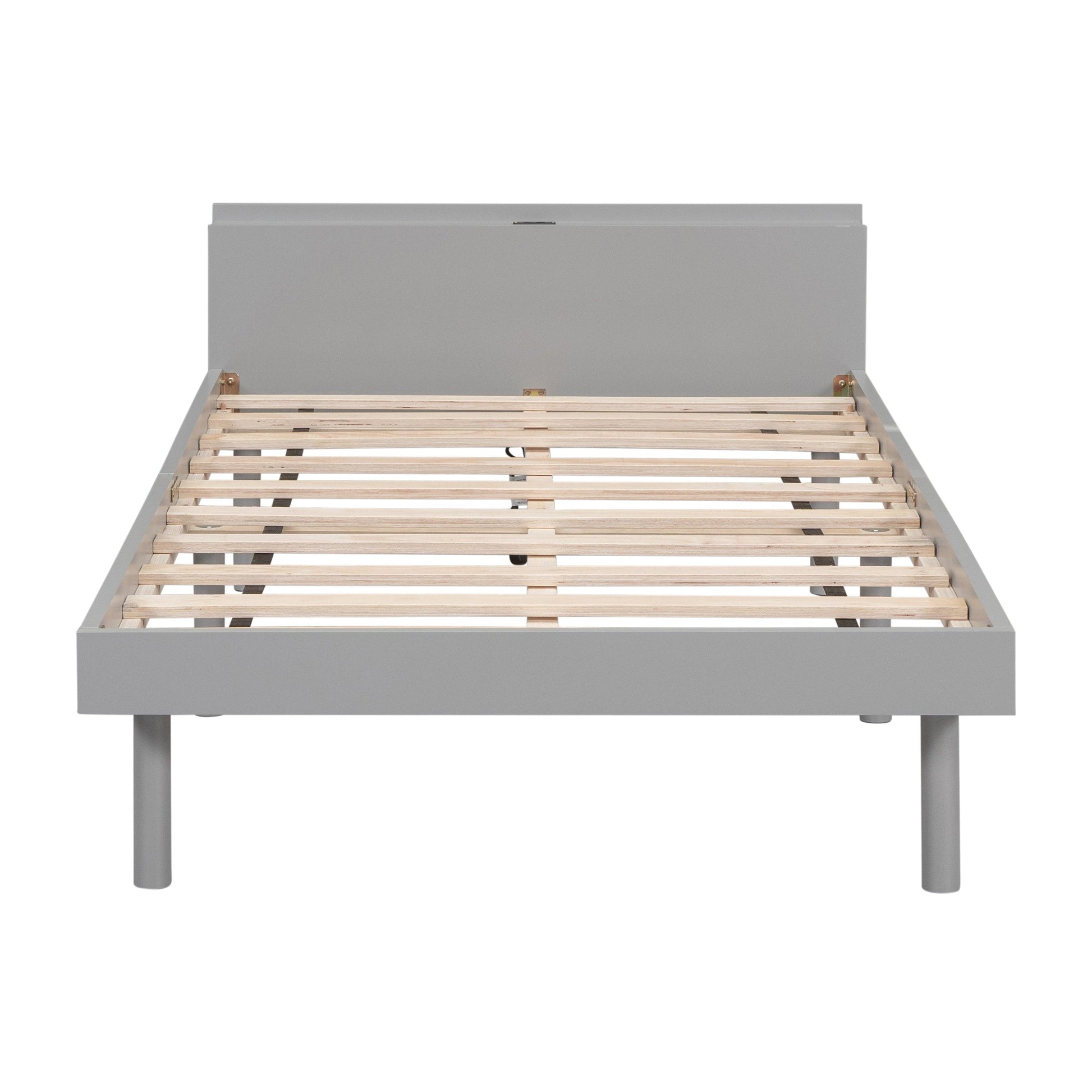 Modern Design Twin Size Platform Bed Frame with Built-in USB port for Grey Color - FurniFindUSA