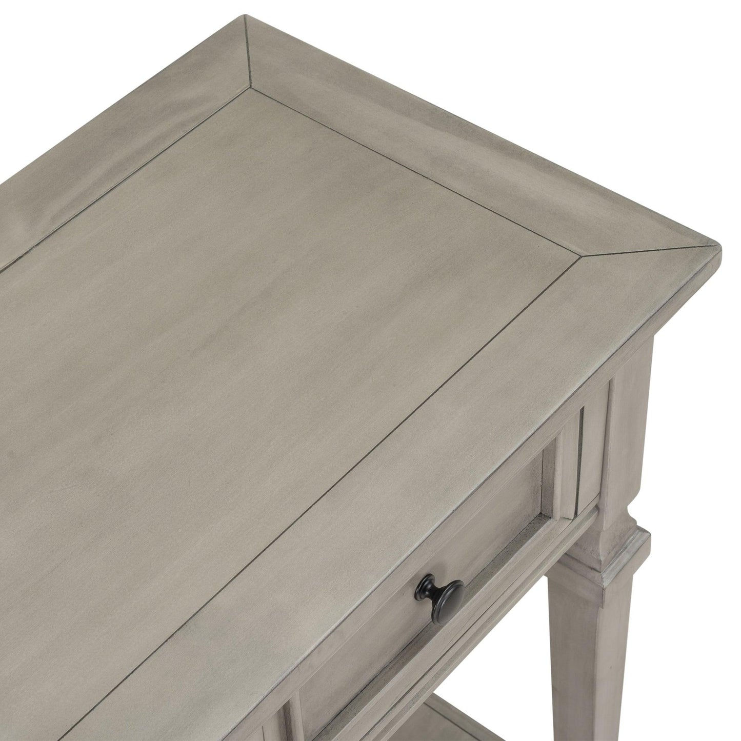 TREXM Classic Retro Style Console Table with Three Top Drawers and Open Style Bottom Shelf (Gray Wash) - FurniFindUSA