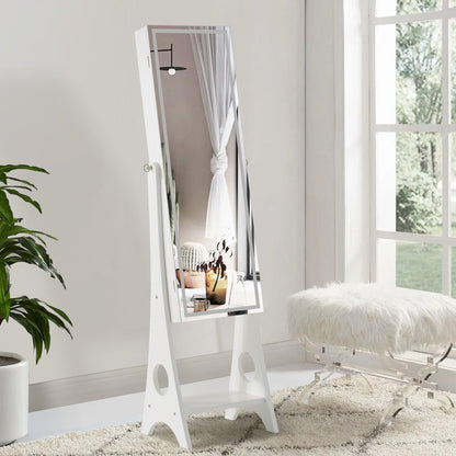 Fashion Simple Jewelry Storage Mirror Cabinet With LED Lights For Living Room Or Bedroom - FurniFindUSA