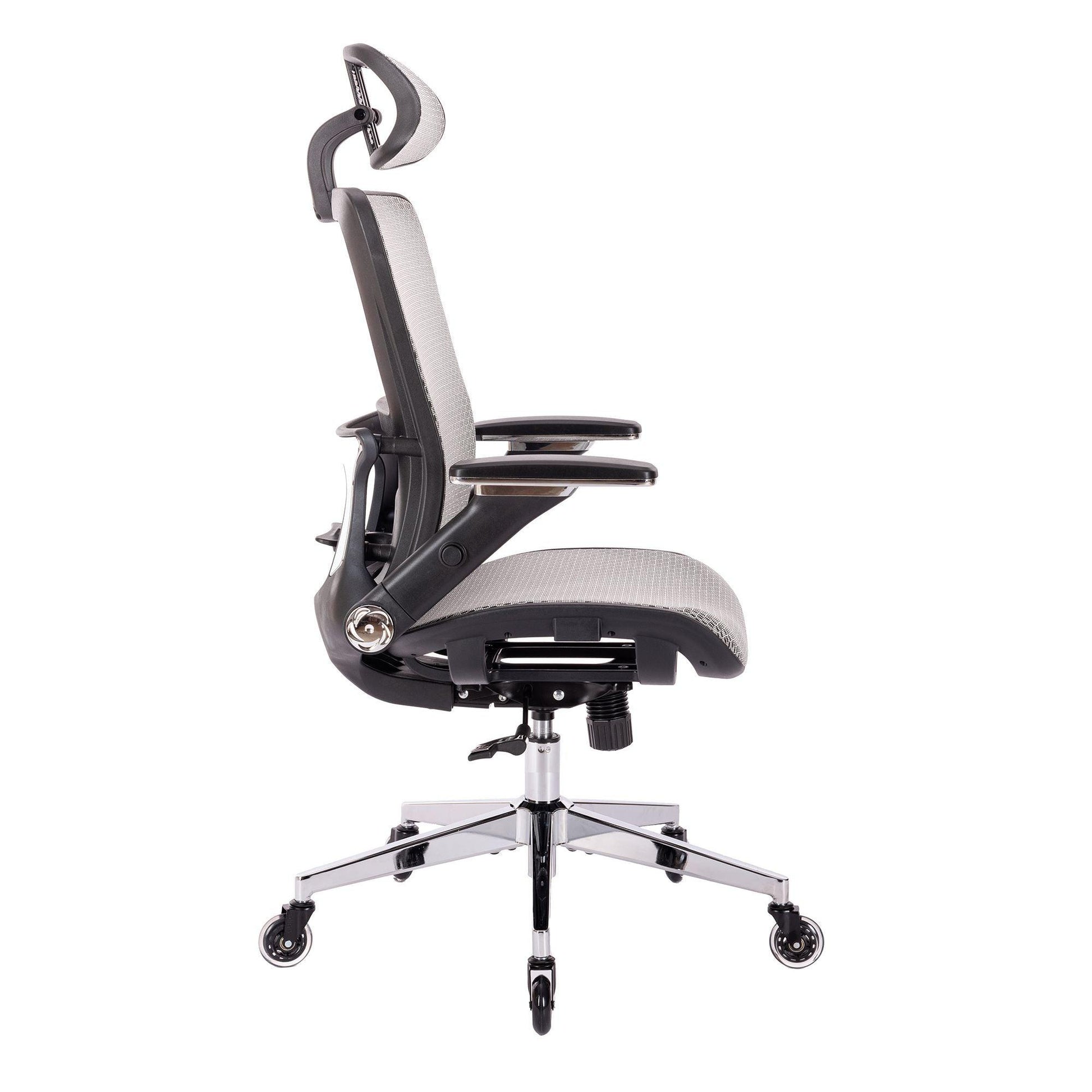 GREY Ergonomic Mesh Office Chair High Back - Adjustable Headrest with Flip-Up Arms - FurniFindUSA