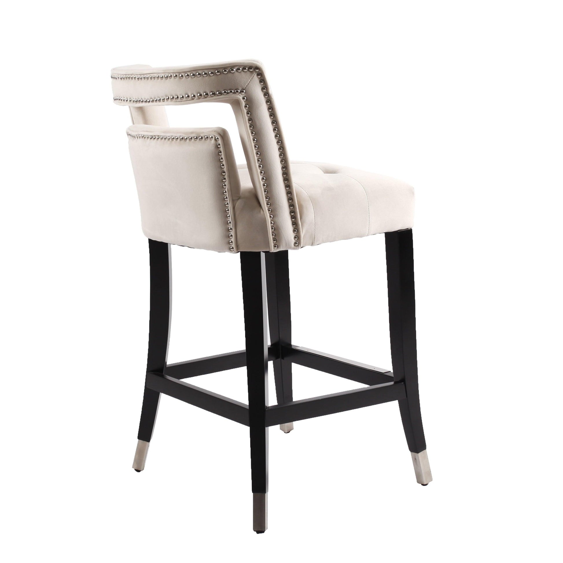 Suede Velvet Barstool with nailheads Dining Room Chair 2 pcs Set - 26 inch Seater height - FurniFindUSA