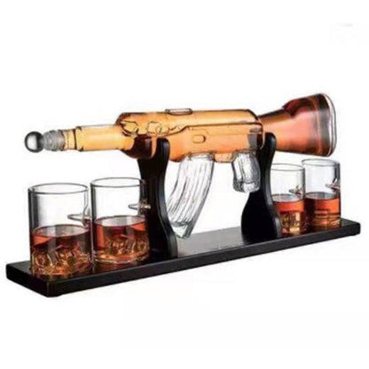 Crystal Glass AK47 Rifle Gun Whiskey Wine Glass Decanter With 4 Whiskey Glasses Set For Liquor,Whiskey,Vodka,Brandy - FurniFindUSA