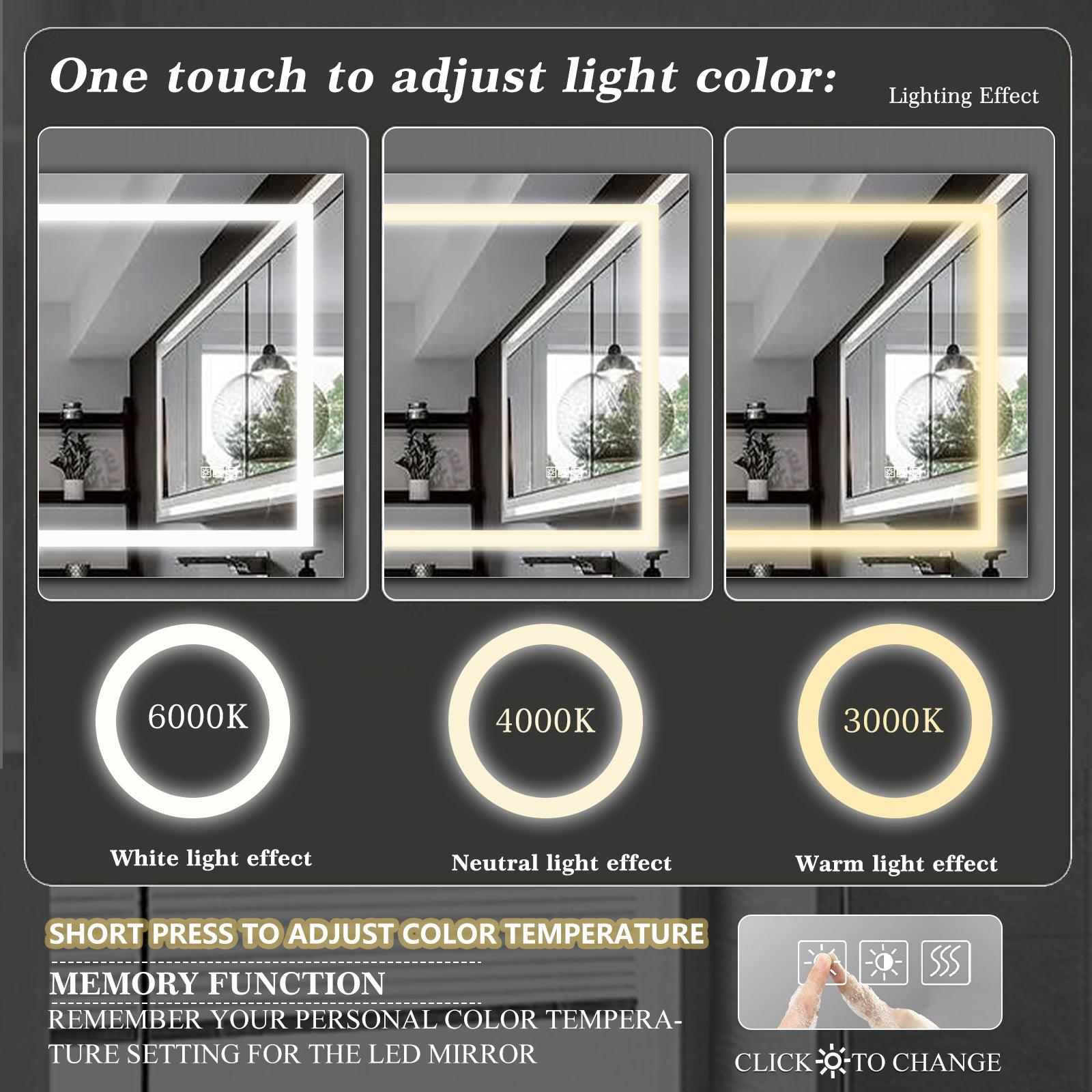 LED Bathroom Mirror 72x36 Inch with lights, anti-Fog & Dimming Led Bathroom Vanity Mirror - FurniFindUSA