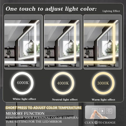 LED Bathroom Mirror 72x36 Inch with lights, anti-Fog & Dimming Led Bathroom Vanity Mirror - FurniFindUSA