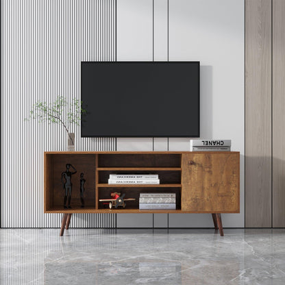 TV Stand Use in Living Room Furniture with 1 storage and 2 shelves Cabinet high quality particle board Walnut - FurniFindUSA