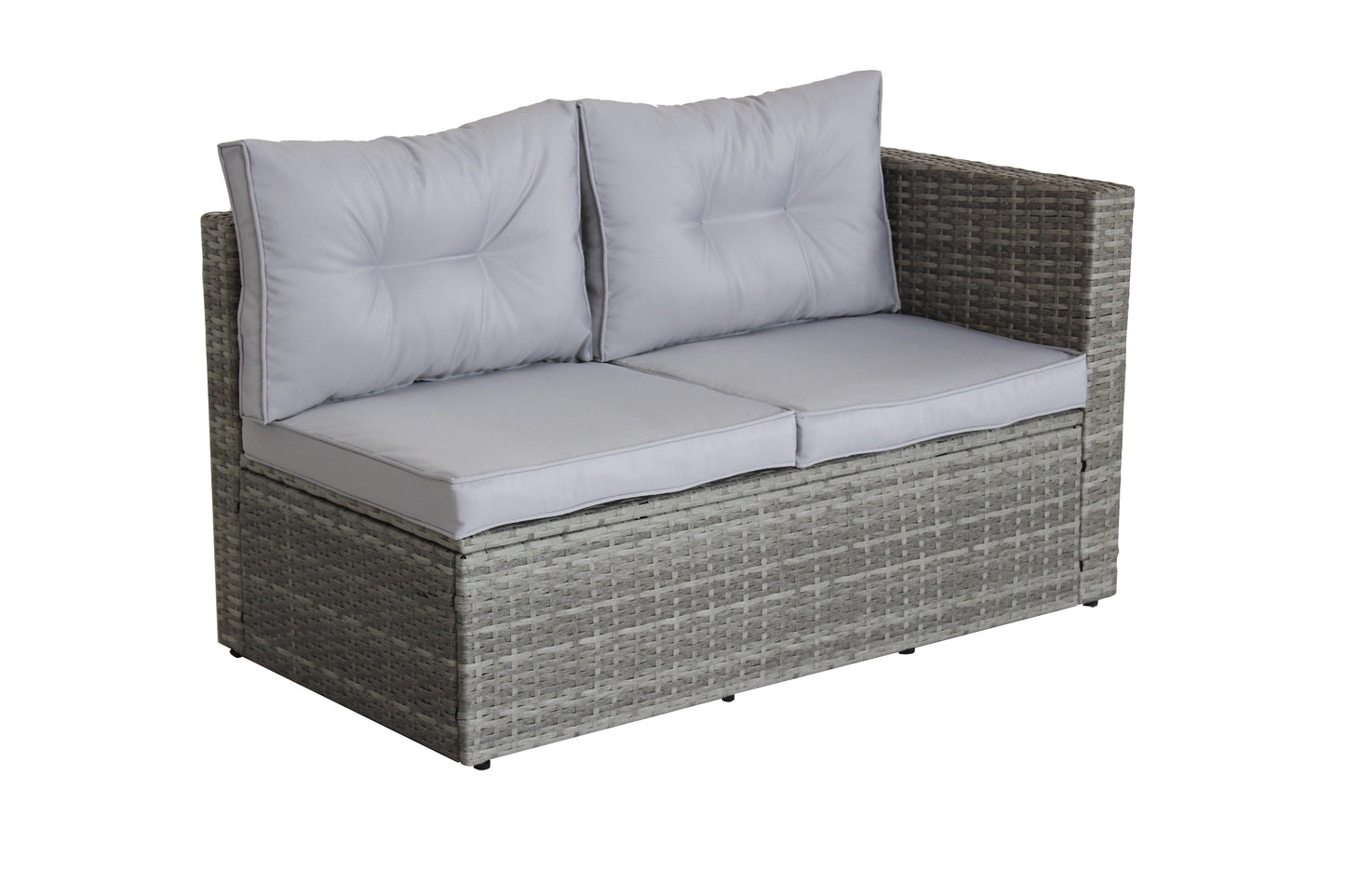 4 Piece Patio Sectional Wicker Rattan Outdoor Furniture Sofa Set with Storage Box Grey - FurniFindUSA