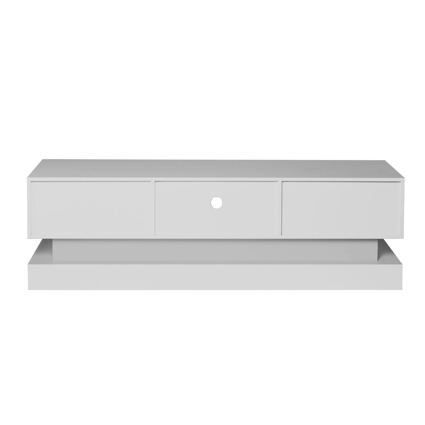 51.18inch WHITE morden TV Stand with LED Lights high glossy front TV Cabinet color:WHITE - FurniFindUSA