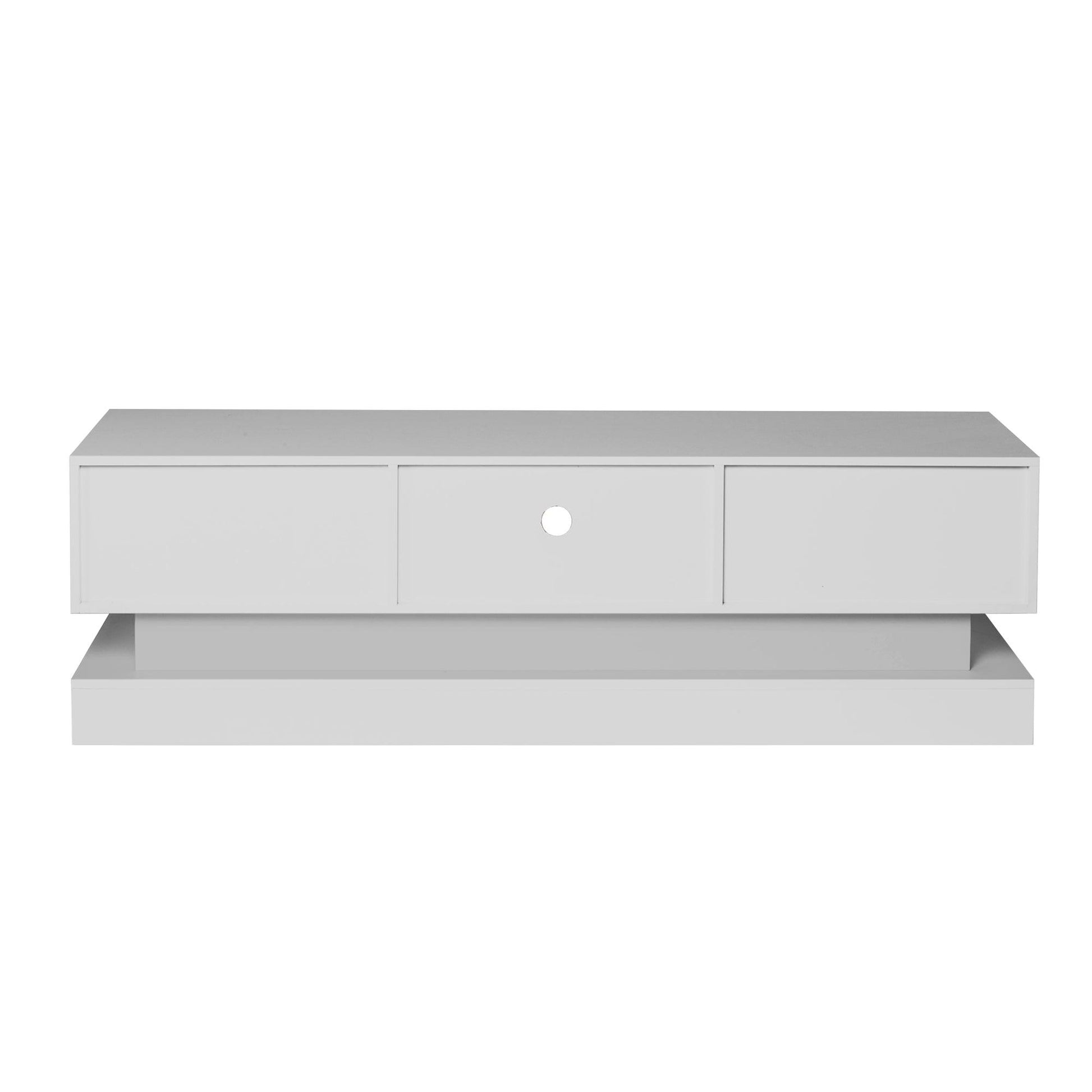 51.18inch WHITE morden TV Stand with LED Lights high glossy front TV Cabinet color:WHITE - FurniFindUSA