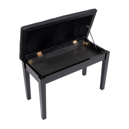 Piano Bench with Padded Cushion and Music Book Storage Compartment, Duet Wooden Seat, 13.7 x 29.5 x 20 inches, Load 440lb Black - FurniFindUSA