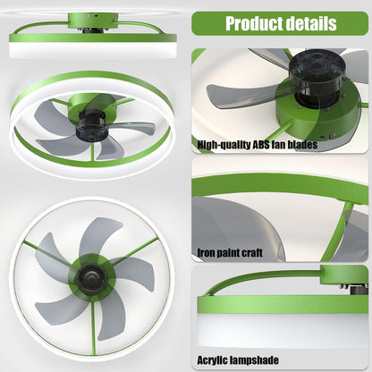 Ceiling Fans with Lights Dimmable LED Embedded installation of thin modern ceiling fans(Green) - FurniFindUSA