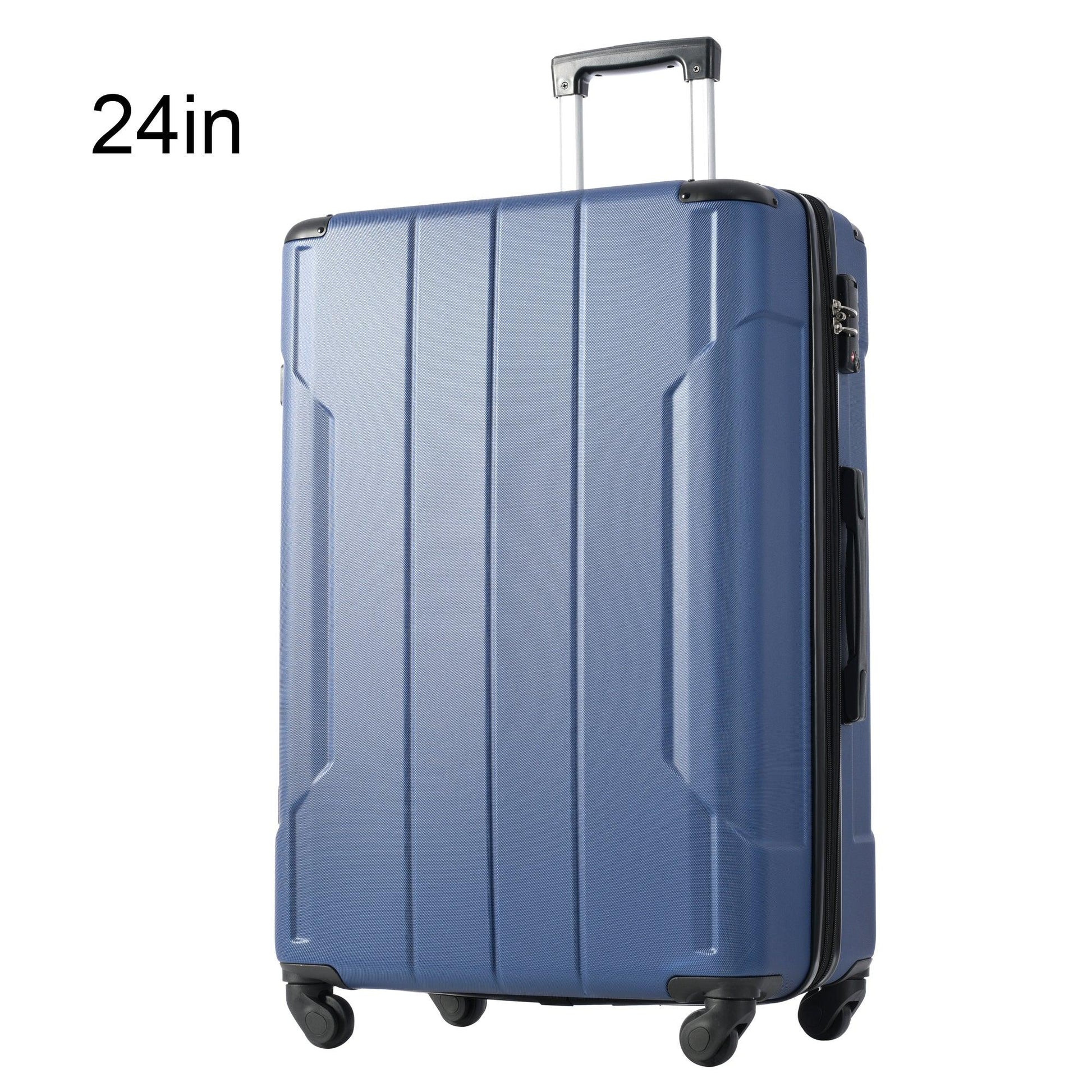 Hardshell Luggage Spinner Suitcase with TSA Lock Lightweight Expandable 24'' (Single Luggage) Blue + ABS + 24 Inch - FurniFindUSA