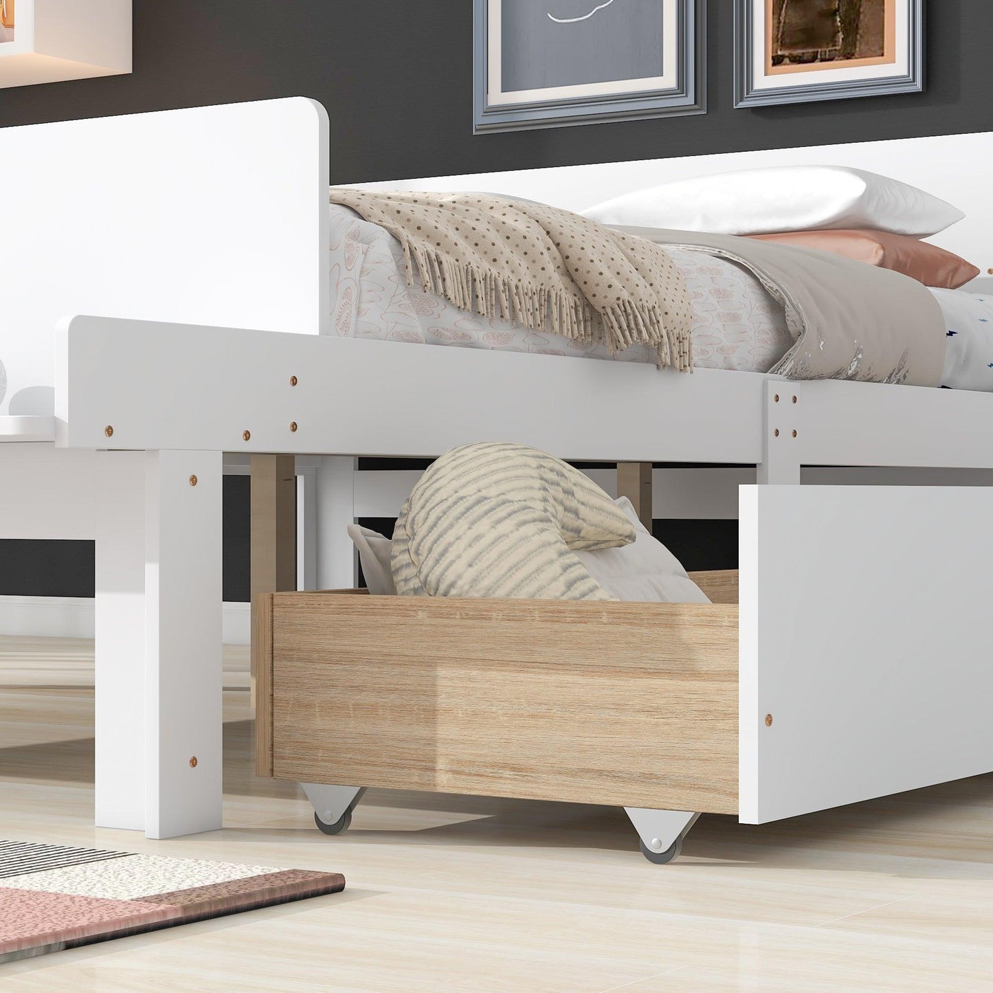 Full Bed with Footboard Bench 2 drawers White - FurniFindUSA