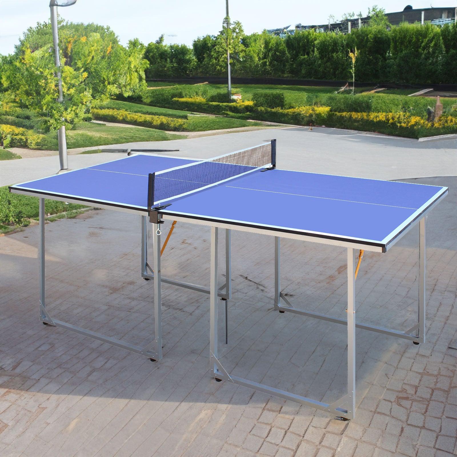 6ft Mid-Size Table Tennis Table Foldable & Portable Ping Pong Table Set for Indoor & Outdoor Games with Net - FurniFindUSA