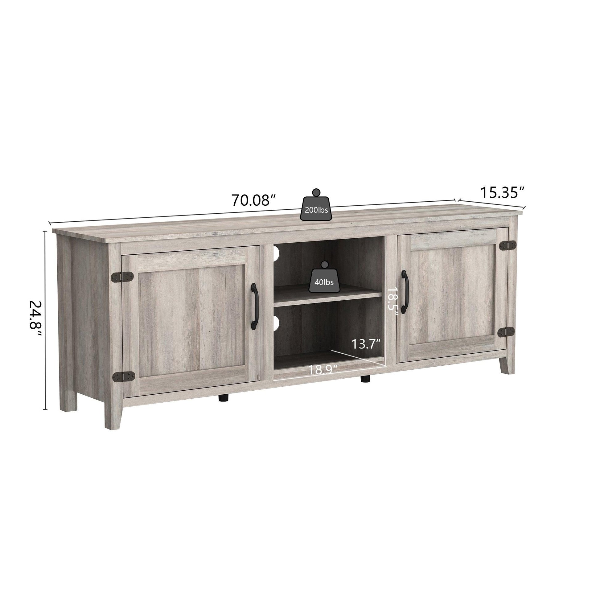 TV Stand Storage Media Console Entertainment Center With Two Doors Grey Walnut - FurniFindUSA