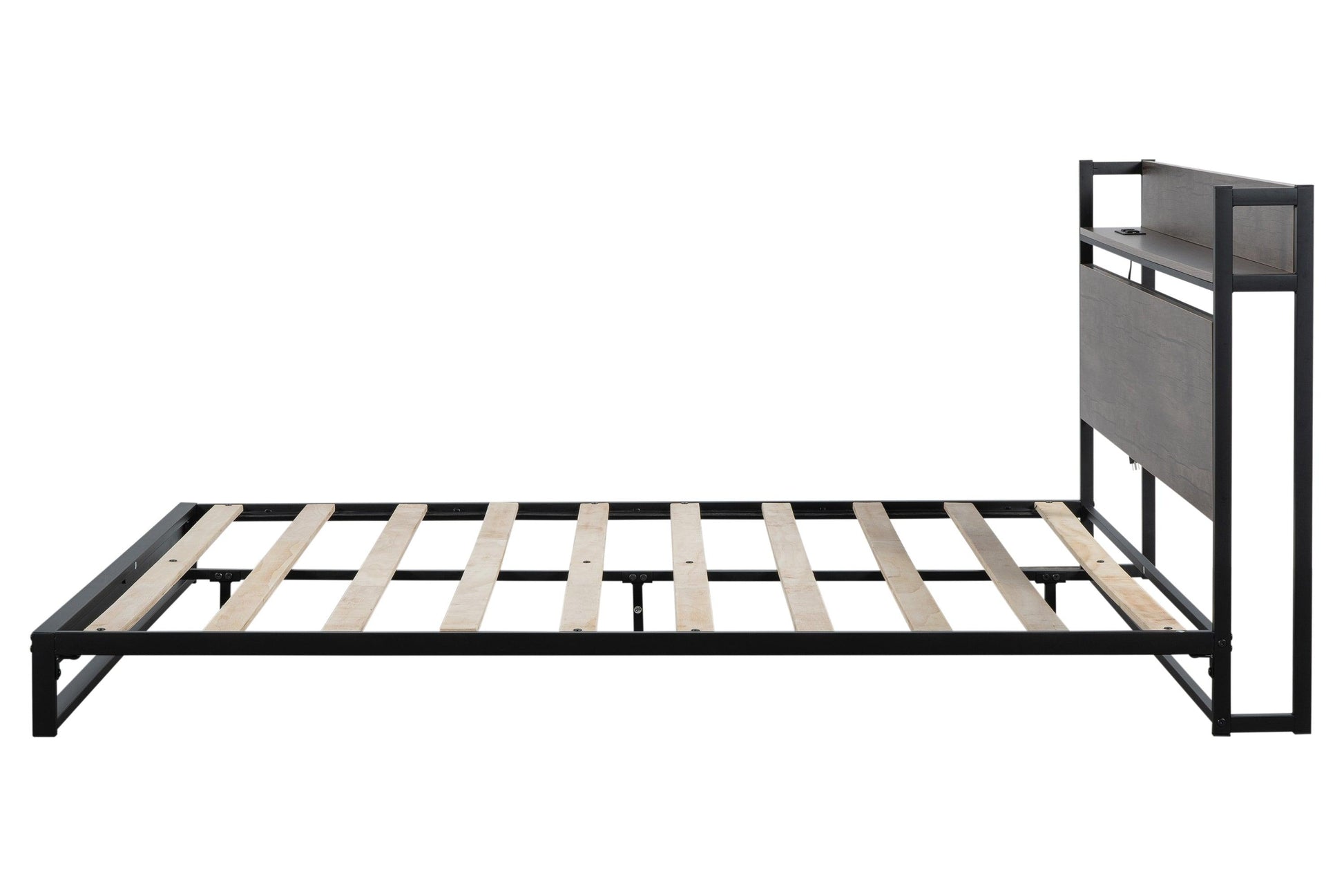 Platform Queen Bed with Socket Fast Assemble Design - FurniFindUSA