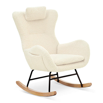 Rocking Chair - with rubber leg and cashmere fabric suitable for living room and bedroom - FurniFindUSA