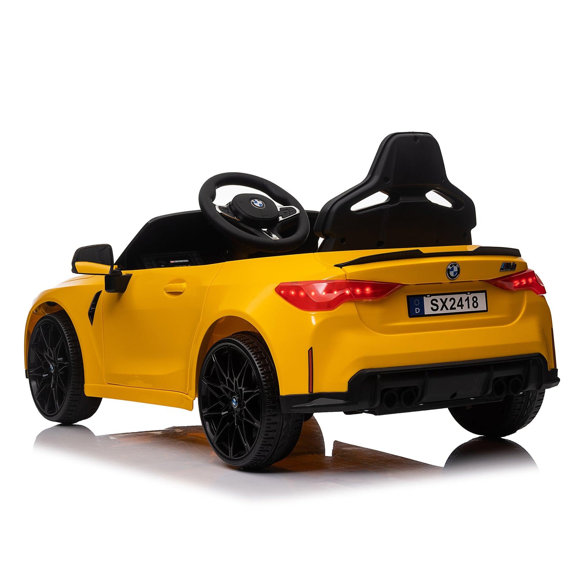 Yellow BMW M4 12v Kids ride on toy car 2.4G W/Parents Remote Control Three speed adjustable - FurniFindUSA