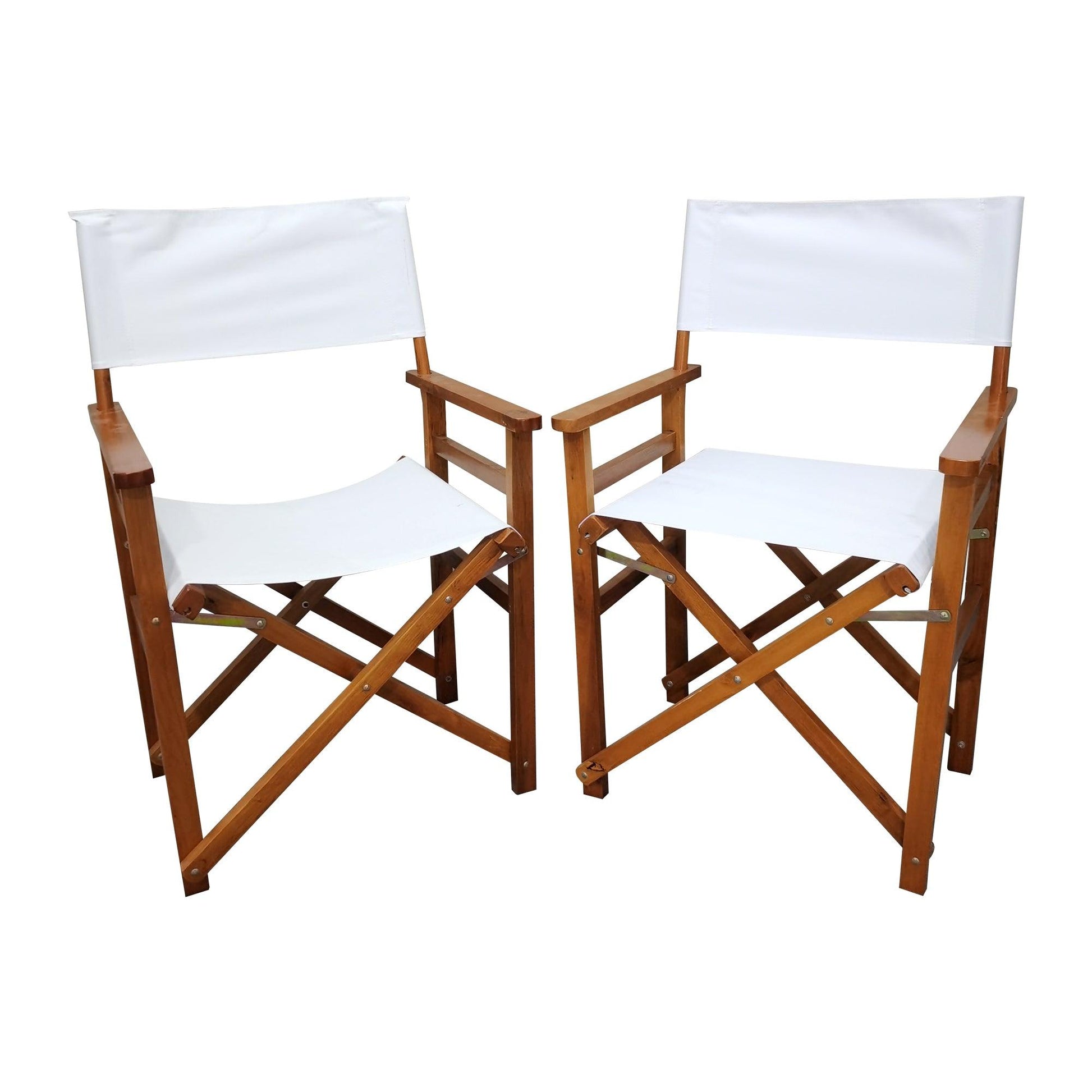 Folding Chair Wooden Director Chair Canvas Folding Chair Folding Chair 2pcs/set populus + Canvas (Color : White) - FurniFindUSA