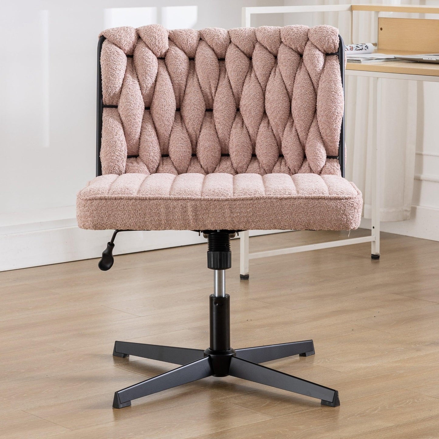 Armless Office Desk Chair No Wheels PINK - FurniFindUSA