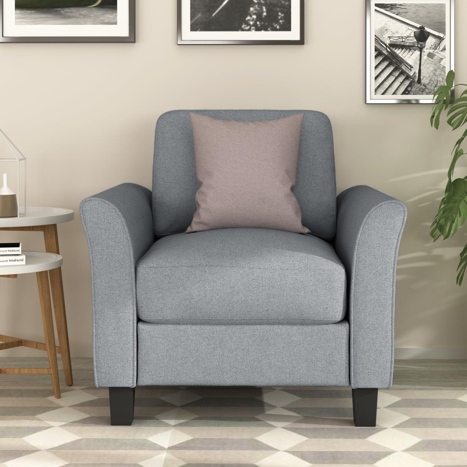 Living Room Furniture Armrest Single Sofa (Gray) - FurniFindUSA