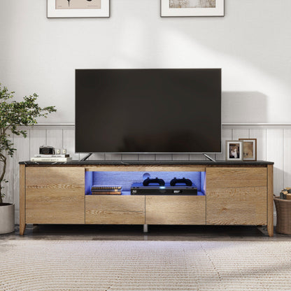 70 Inches Modern TV stand with LED Lights Entertainment Center TV cabinet with Storage for Up to 80 inch - FurniFindUSA