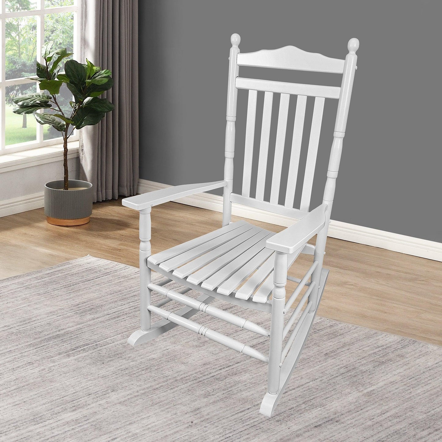 BALCONY PORCH ADULT ROCKING CHAIR - WHITE - FurniFindUSA