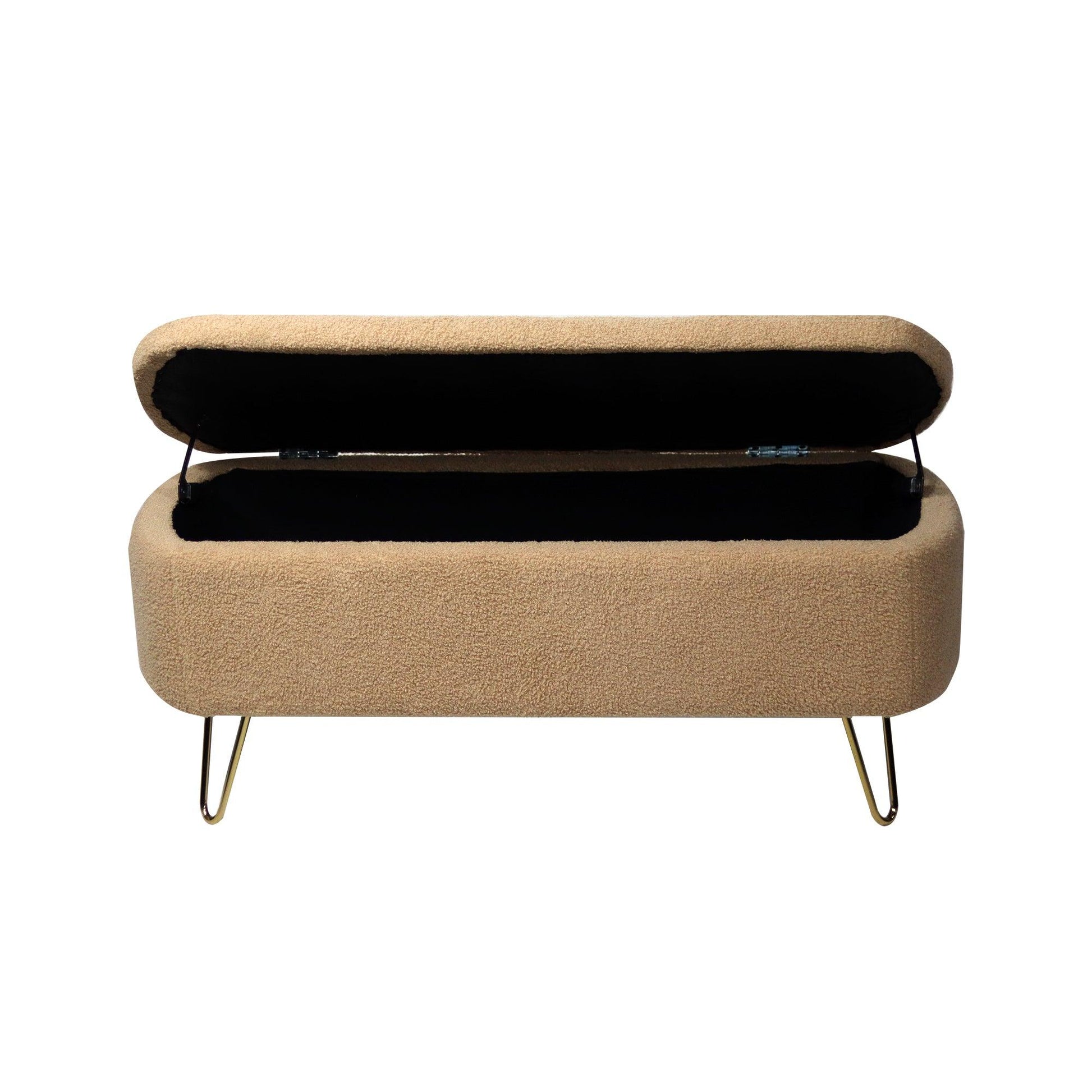 Camel Storage Ottoman Bench for End of Bed Gold Legs - FurniFindUSA