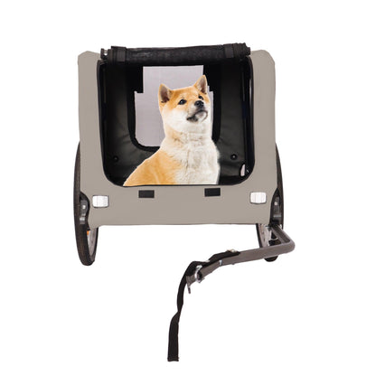 Tangkula Dog Bike Trailer Breathable Mesh Dog Cart with 3 Entrances Safety Flag 8 Reflectors - FurniFindUSA