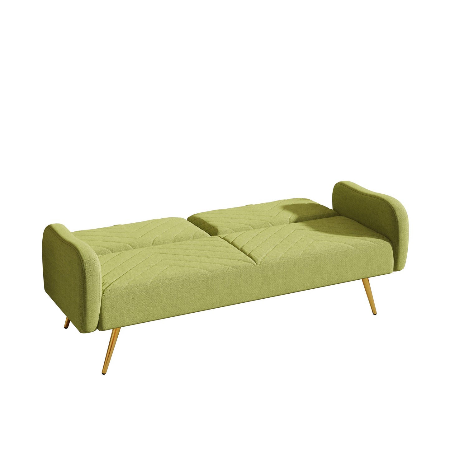 70.47" Green Fabric Double Sofa with Split Backrest and Two Throw Pillows - FurniFindUSA