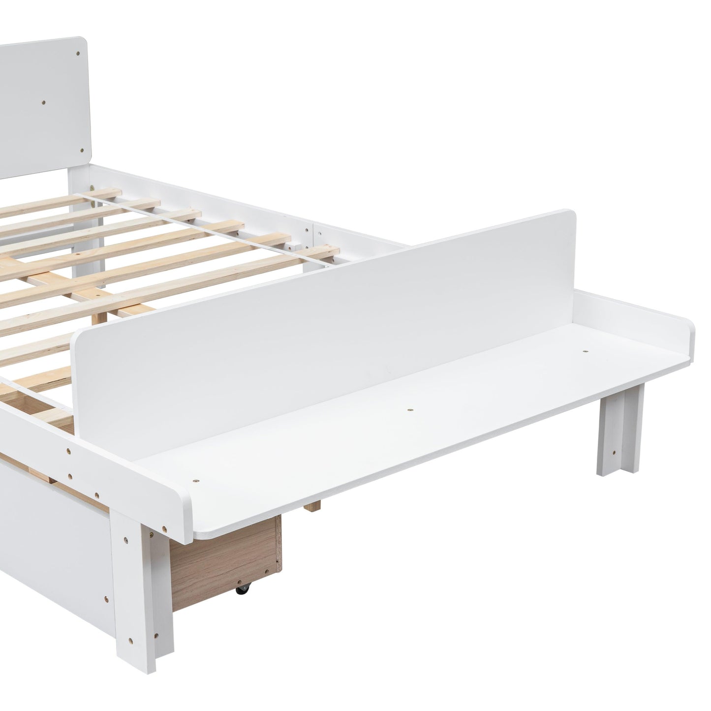 Full Bed with Footboard Bench 2 drawers White - FurniFindUSA