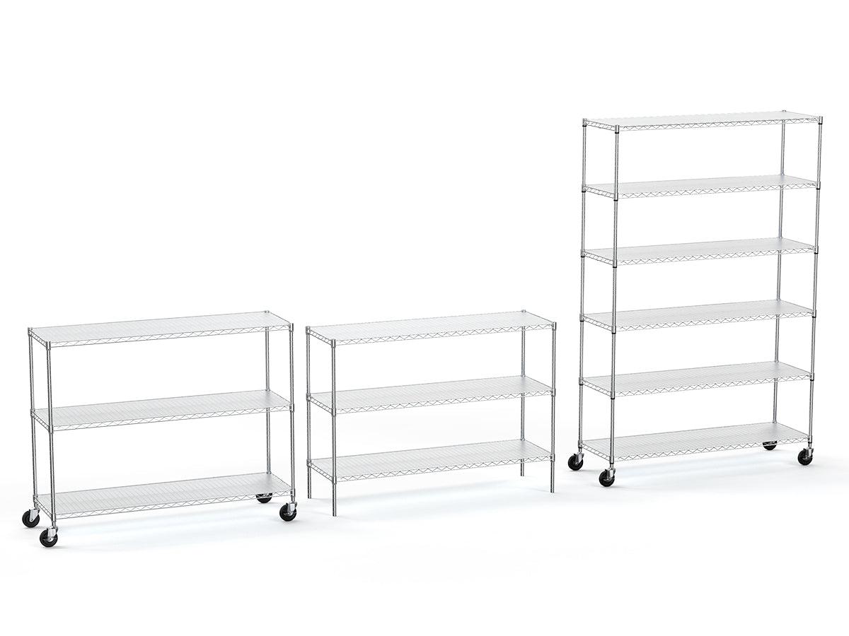 6 Tier Wire Shelving Unit 6000 LBS NSF Height Adjustable Metal Garage Storage Shelves with Wheels - FurniFindUSA