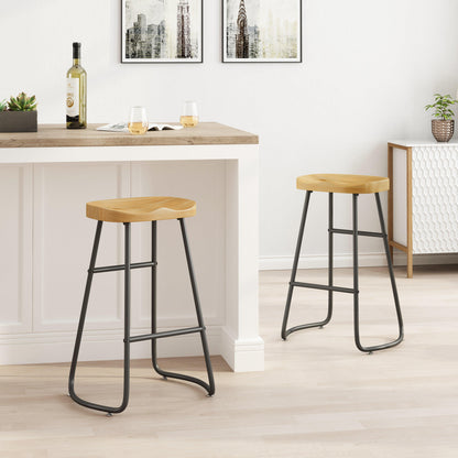 29.52" Stylish and Minimalist Bar Stools Set of 2 Counter Height Bar Stools for Kitchen Island Wood Color - FurniFindUSA