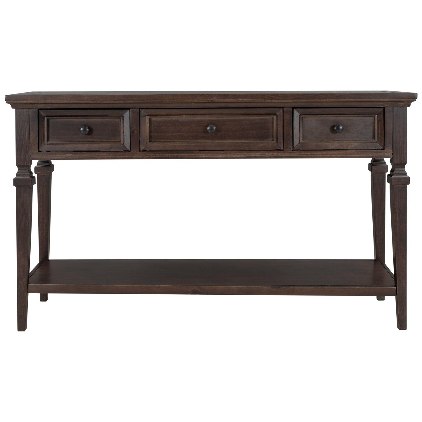 TREXM Classic Retro Style Console Table with Three Top Drawers and Open Style Bottom Shelf (Espresso) - FurniFindUSA