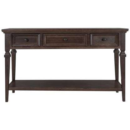 TREXM Classic Retro Style Console Table with Three Top Drawers and Open Style Bottom Shelf (Espresso) - FurniFindUSA