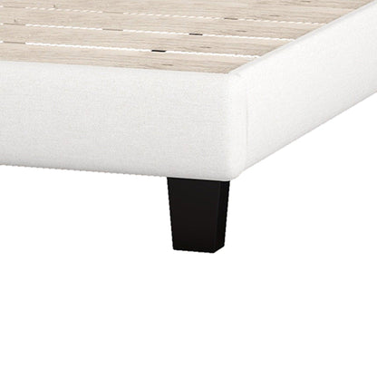 Upholstered Platform Bed with Saddle Curved Headboard and Diamond Tufted Details Queen Beige - FurniFindUSA