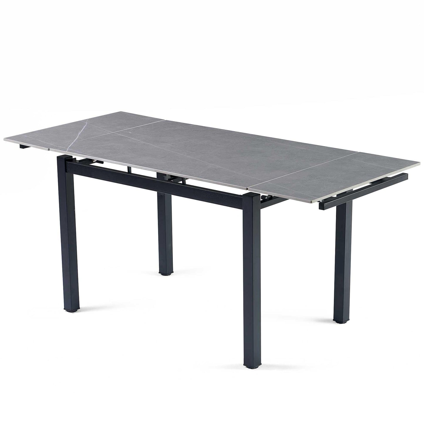Grey Ceramic Modern Rectangular Expandable Dining Room Table For Space-Saving Kitchen Small Space -Table - FurniFindUSA