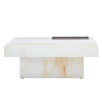 A modern and practical coffee table with imitation marble patterns made of MDF material - FurniFindUSA