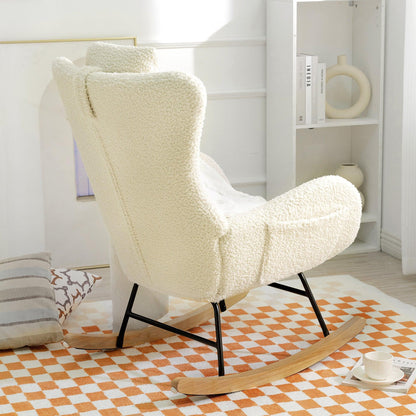 Rocking Chair - with rubber leg and cashmere fabric suitable for living room and bedroom - FurniFindUSA