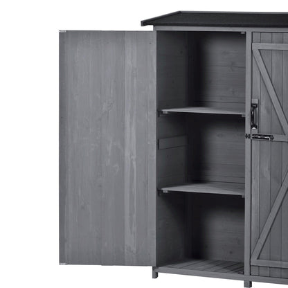 Outdoor 5.3ft Hx4.6ft L Wood Storage Shed Tool Organizer,Garden Shed, Storage Cabinet with Waterproof Asphalt Roof Gray - FurniFindUSA