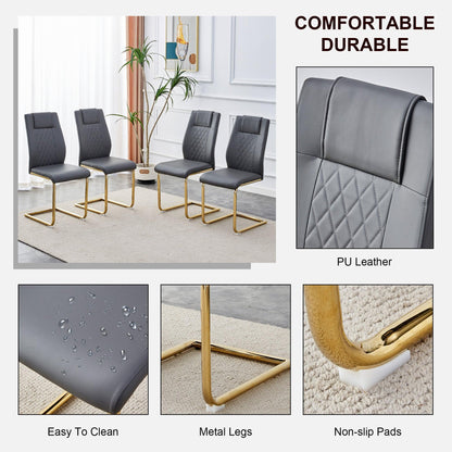 Comes with faux leather cushioned seats living room chairs with metal legs (gray+PU leather) - FurniFindUSA