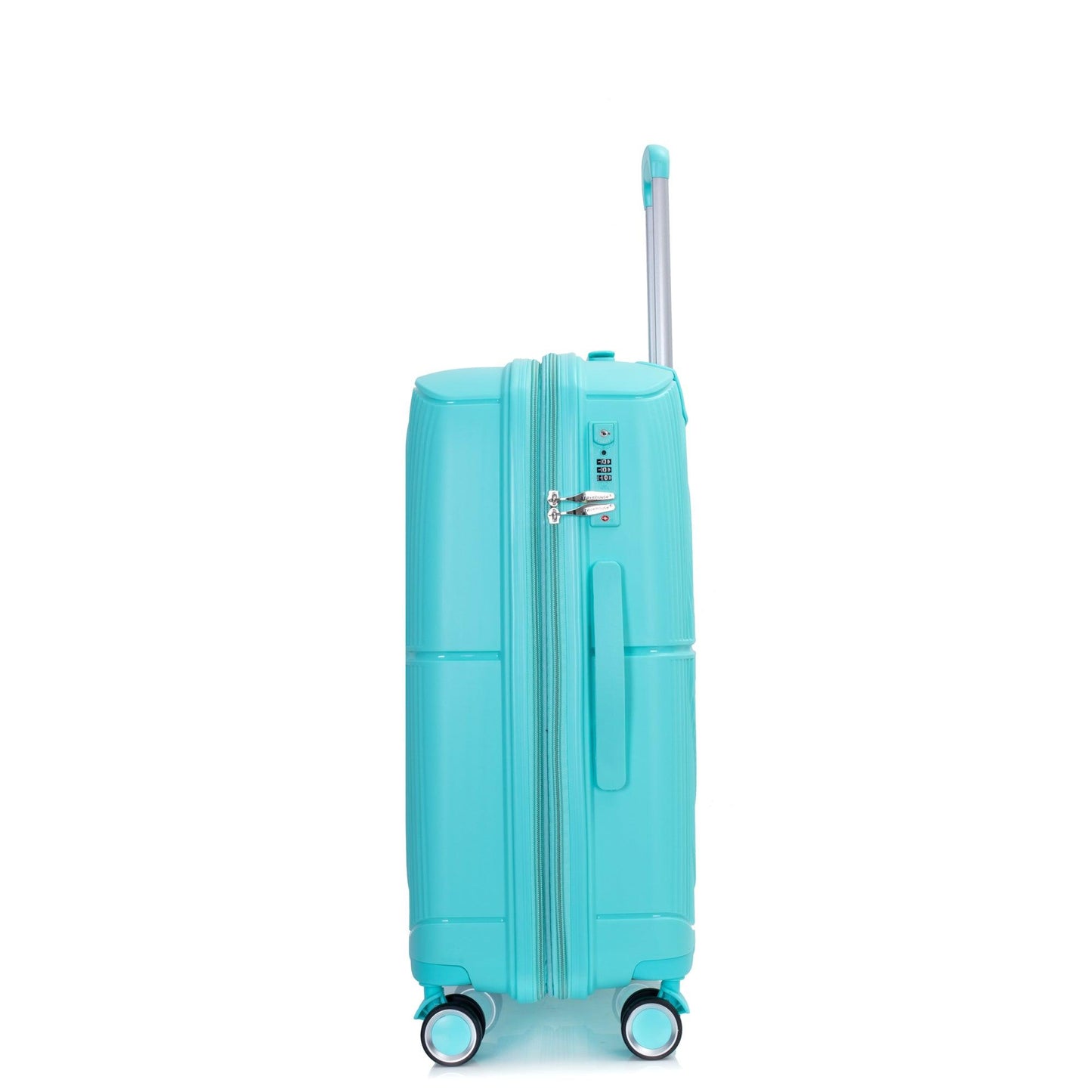 Expandable Hardshell Suitcase Double Spinner Wheels PP Luggage Sets Lightweight Durable 3-Piece Set (20/24/28) , Lake Blue - FurniFindUSA