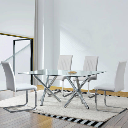 Large Modern Minimalist Rectangular Glass Dining Table for 6-8 - FurniFindUSA